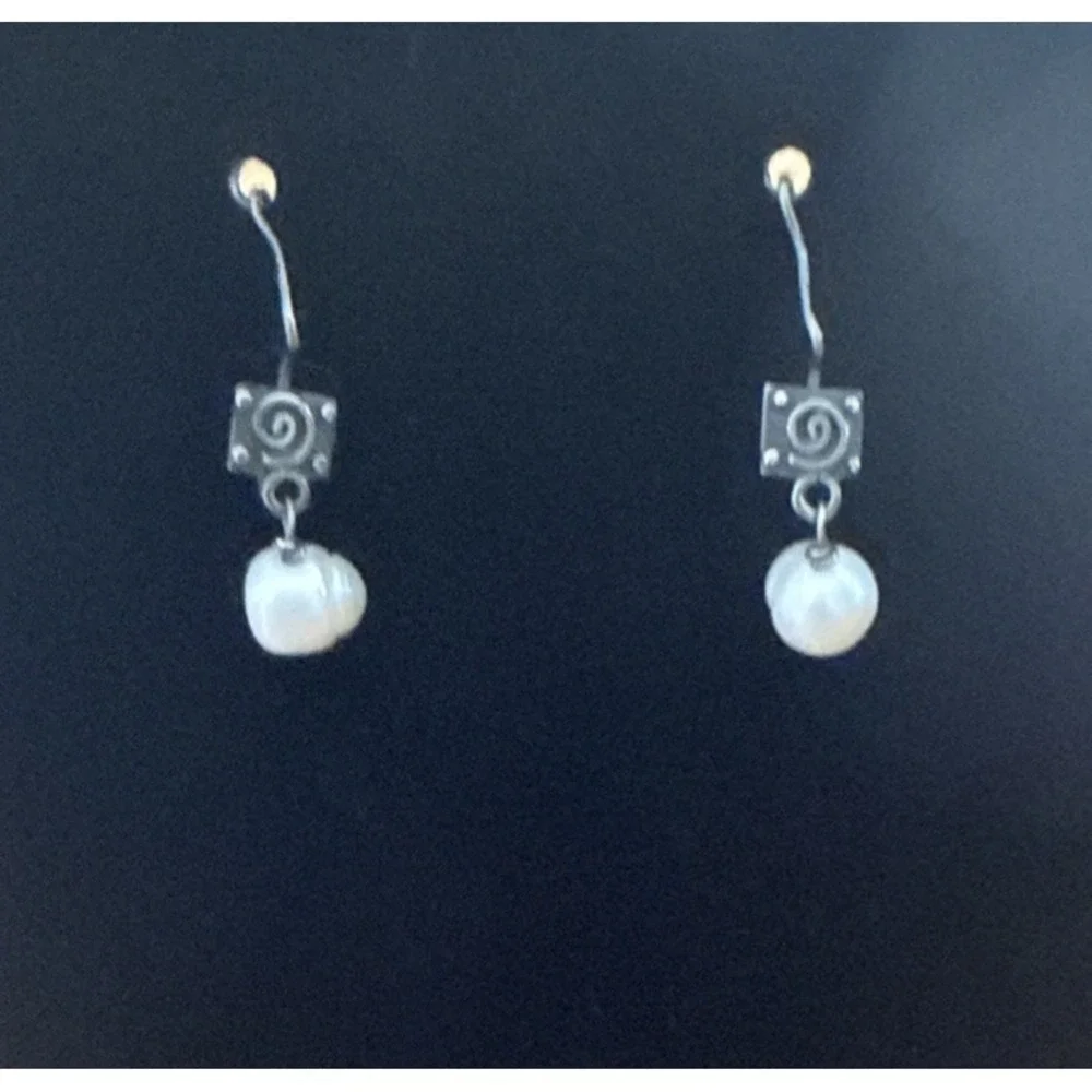 Sterling Silver & Pearl Earrings candle hook earrings 1.25